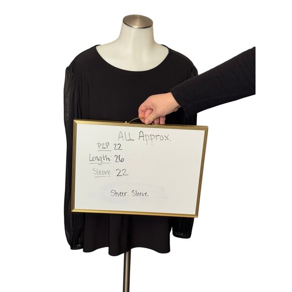 Nicole Miller Plus Size 2X Black Sheer Long Sleeve Formal Shirt NWT - Picture 3 of 7